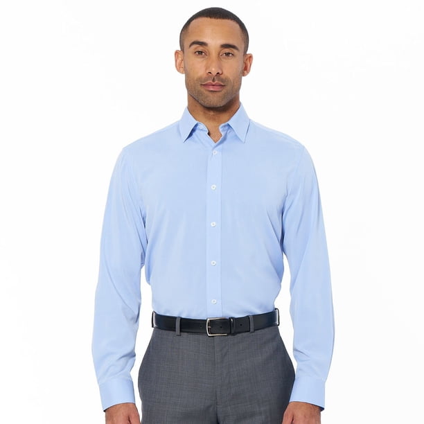Nick Graham Men's Quick Dry Wrinkle Resistant Long Sleeve Button Up Dress Shirt (Light Blue, M)