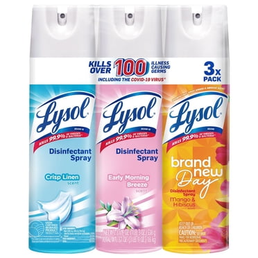 LYSOL Disinfecting Spray, Crisp Linen, Early Morning Breeze, & Mango Hibiscus, 3 pk. 19 oz. each