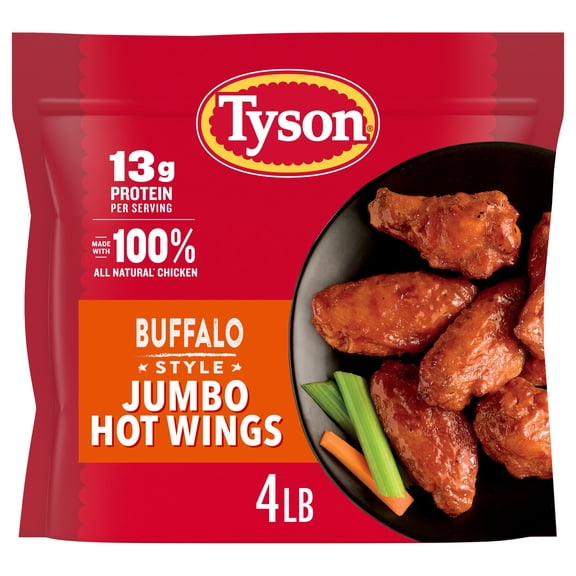 Tyson Bone-In Buffalo Style Hot Chicken Wings, Frozen, 4 lbs.