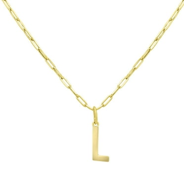 Initial Paperclip Chain Pendant Necklace in 14K Gold