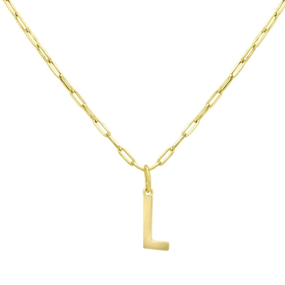 Initial Paperclip Chain Pendant Necklace in 14K Gold