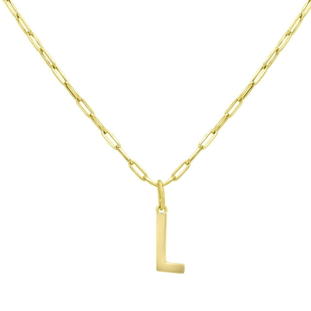 Initial Paperclip Chain Pendant Necklace in 14K Gold
