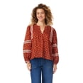 thumbnail image 1 of BILA Women's Printed Pintuck Long Sleeve Cotton Top, 1 of 9