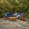 thumbnail image 1 of Cambridge Casual Catalina Teak Sectional Sofa Patio Set, 8pc, 1 of 13