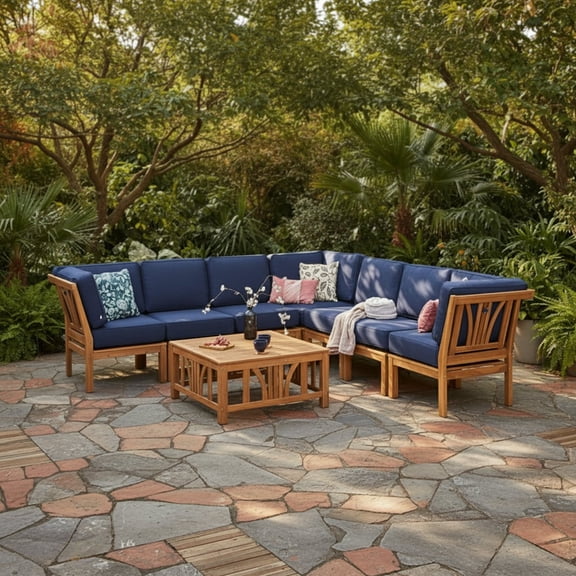 Cambridge Casual Catalina Teak Sectional Sofa Patio Set, 8pc