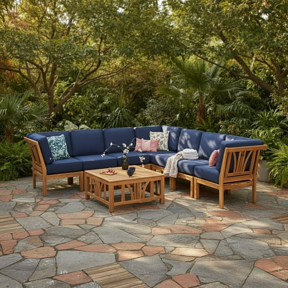Cambridge Casual Catalina Teak Sectional Sofa Patio Set, 8pc