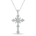 thumbnail image 1 of Baguette and Round Cut Diamond Cross Pendant Necklace in 14K Gold, 1 of 6
