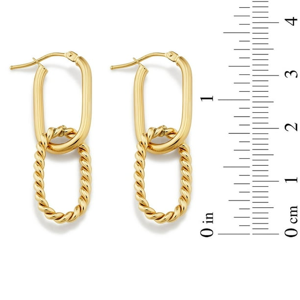 Polished and Twist Double Hoop Earrings in 14K Gold