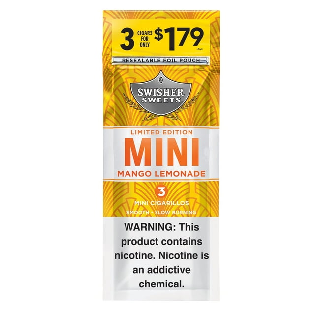 Swisher Sweets Mango Lemonade Mini Cigarillos, Pre-Priced 3 for $1.79, 3 ct., 15 pk.