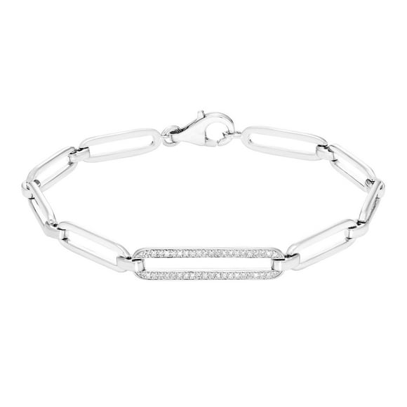 Sterling Silver and 0.13 CT. T.W. Diamond Link Bracelet
