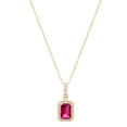 thumbnail image 3 of Emerald Cut Lab Created Gemstone & Diamond Halo Pendant Necklace in 14K Gold, 3 of 4