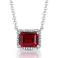 thumbnail image 1 of Emerald Cut Lab Created Gemstone & 0.08 CT. T.W. Diamond Necklace in Sterling Silver, 1 of 6