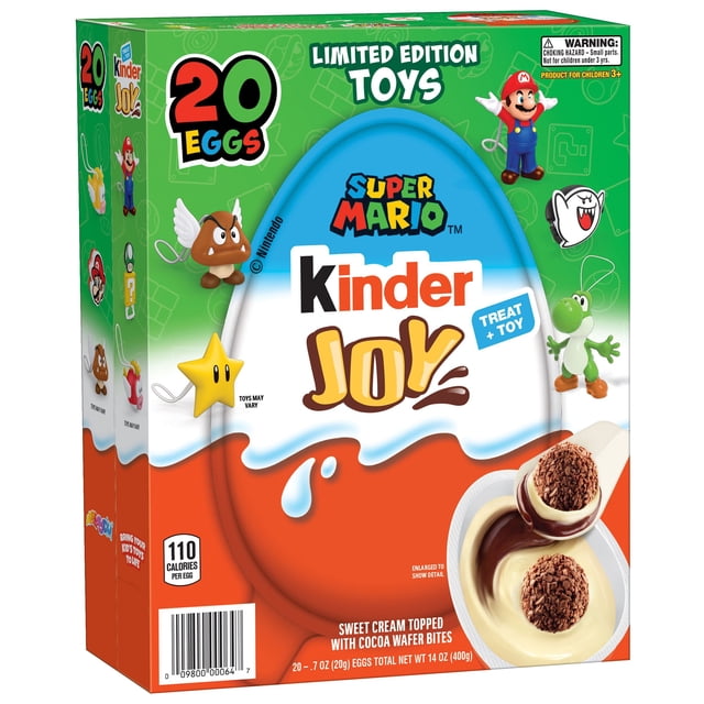 Kinder Joy Chocolate Surprise Egg, Mario, 0.7 oz., 20 ct.
