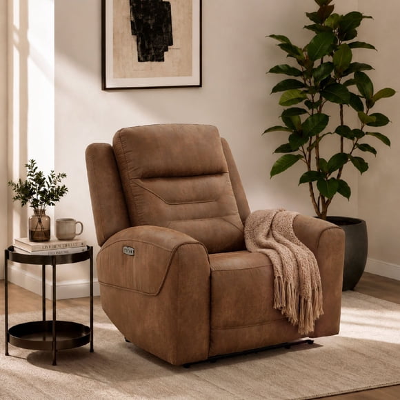 Cole & Rye Signature Faux Leather Dual Power Recliner Chair