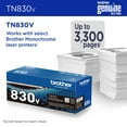 thumbnail image 2 of Brother TN830V High-Yield Toner, 3,300 Page-Yield, Black, 2 of 8