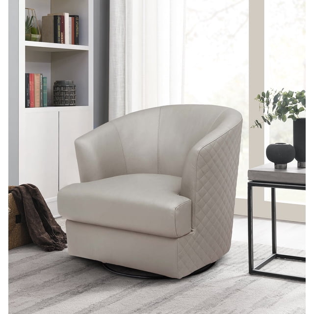 Belfield 100% Top Grain Leather Swivel Accent Chair