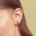 thumbnail image 4 of Round Cut Gemstone & 0.28 CT. T.W. Halo Diamond Stud Earrings in 14K Gold, 4 of 4