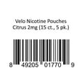 thumbnail image 1 of Velo Oral Tobacco Nicotine Pouches, Citrus, 2mg, 15 ct., 5 pk., 1 of 1