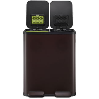 Simpli-Magic 16 Gallon (30L x 30L) Dual Compartment Step Trash Can, Multiple Colors – Kitchen Garbage Can with Slow-Close Lids – Waste & Recycling Bins, Odor Control, Hands-Free, Easy to Clean