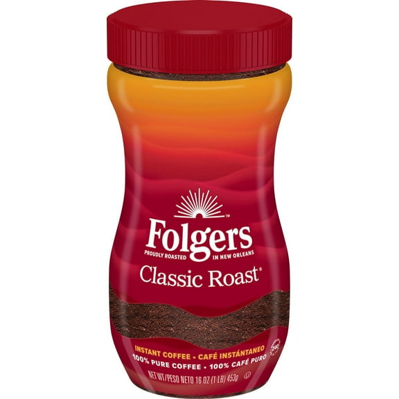 Folgers Classic Roast Instant Coffee Crystals, 16 oz.