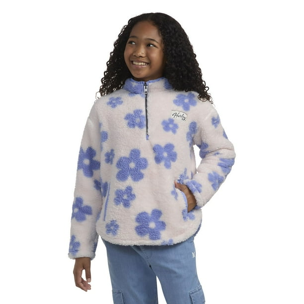 Hurley Girls Sherpa Printed Quarter-Zip Jacket - Samsclub.com
