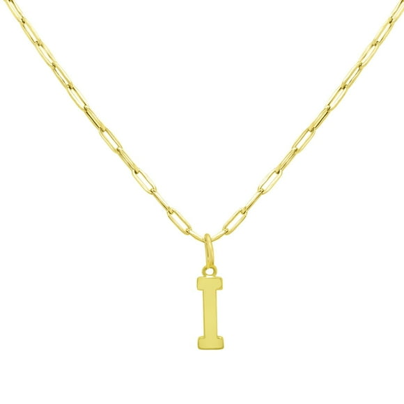 Initial Paperclip Chain Pendant Necklace in 14K Gold