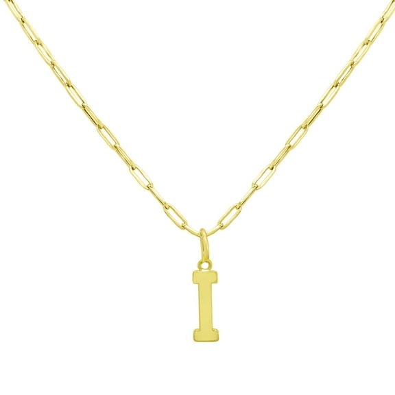 Initial Paperclip Chain Pendant Necklace in 14K Gold