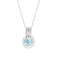 thumbnail image 3 of Treated London Blue Topaz & Halo Diamond Pendant Necklace in 14K Gold, 3 of 7