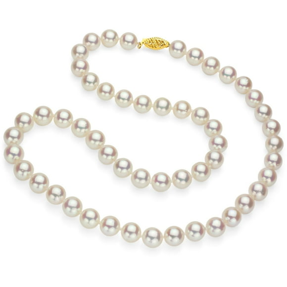 White Cultured Freshwater Pearl Strand Necklace with 14k Gold Clasp