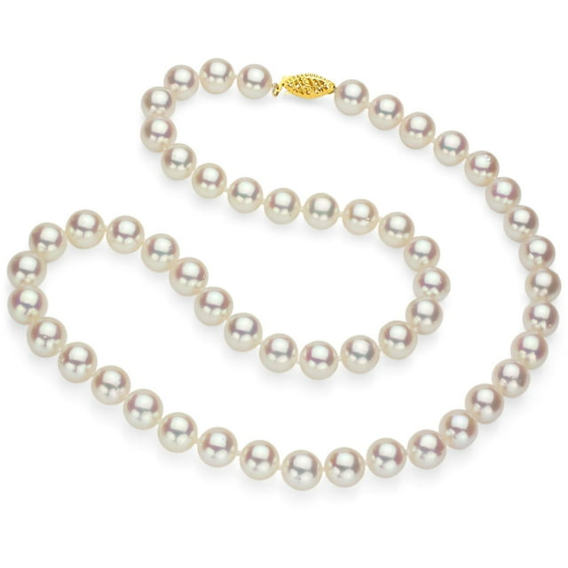 White Cultured Freshwater Pearl Strand Necklace with 14k Gold Clasp