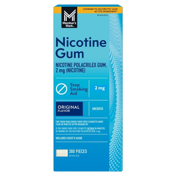 Member's Mark Nicotine Uncoated Gum, Original Flavor, 190 ct., 2 pk.