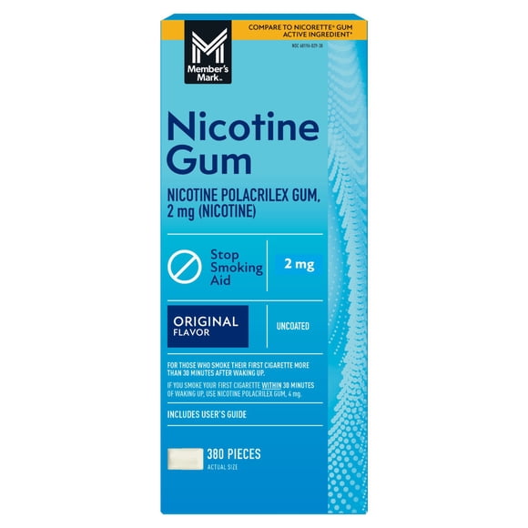 Member's Mark Nicotine Uncoated Gum, Original Flavor, 190 ct., 2 pk.