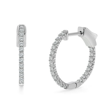 0.45 T.W. Lab Created Round Diamond Hoop Earrings in 14K Gold