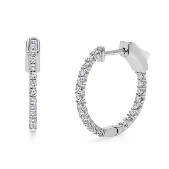 0.45 T.W. Lab Created Round Diamond Hoop Earrings in 14K Gold