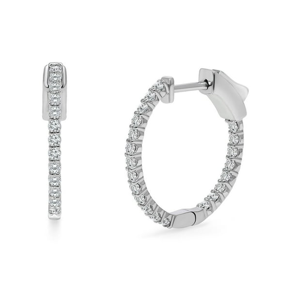 0.45 T.W. Lab Created Round Diamond Hoop Earrings in 14K Gold