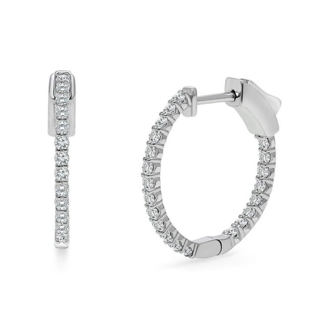 0.45 T.W. Lab Created Round Diamond Hoop Earrings in 14K Gold