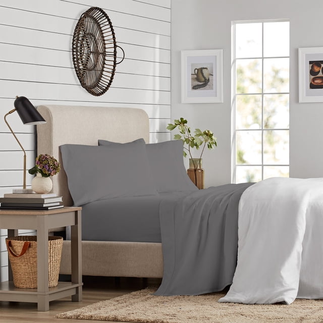 Purity Home 100% Organic Cotton Brushed Percale Sheet Set, Assorted Sizes