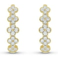 thumbnail image 3 of 0.25 CT. T.W. Diamond Hoop Floral Earrings in 14K Gold, 3 of 6