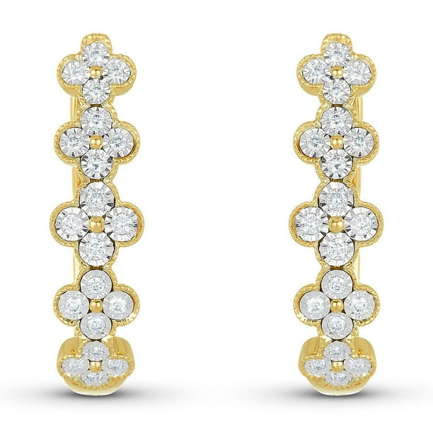 0.25 CT. T.W. Diamond Hoop Floral Earrings in 14K Gold - Samsclub.com