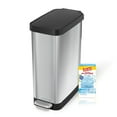 thumbnail image 1 of GLAD 12 Gallon SLIM Stainless Steel Anti-Microbial Odor Protection Step Can with GLAD 45Ct 13G Trash Bags, 1 of 7