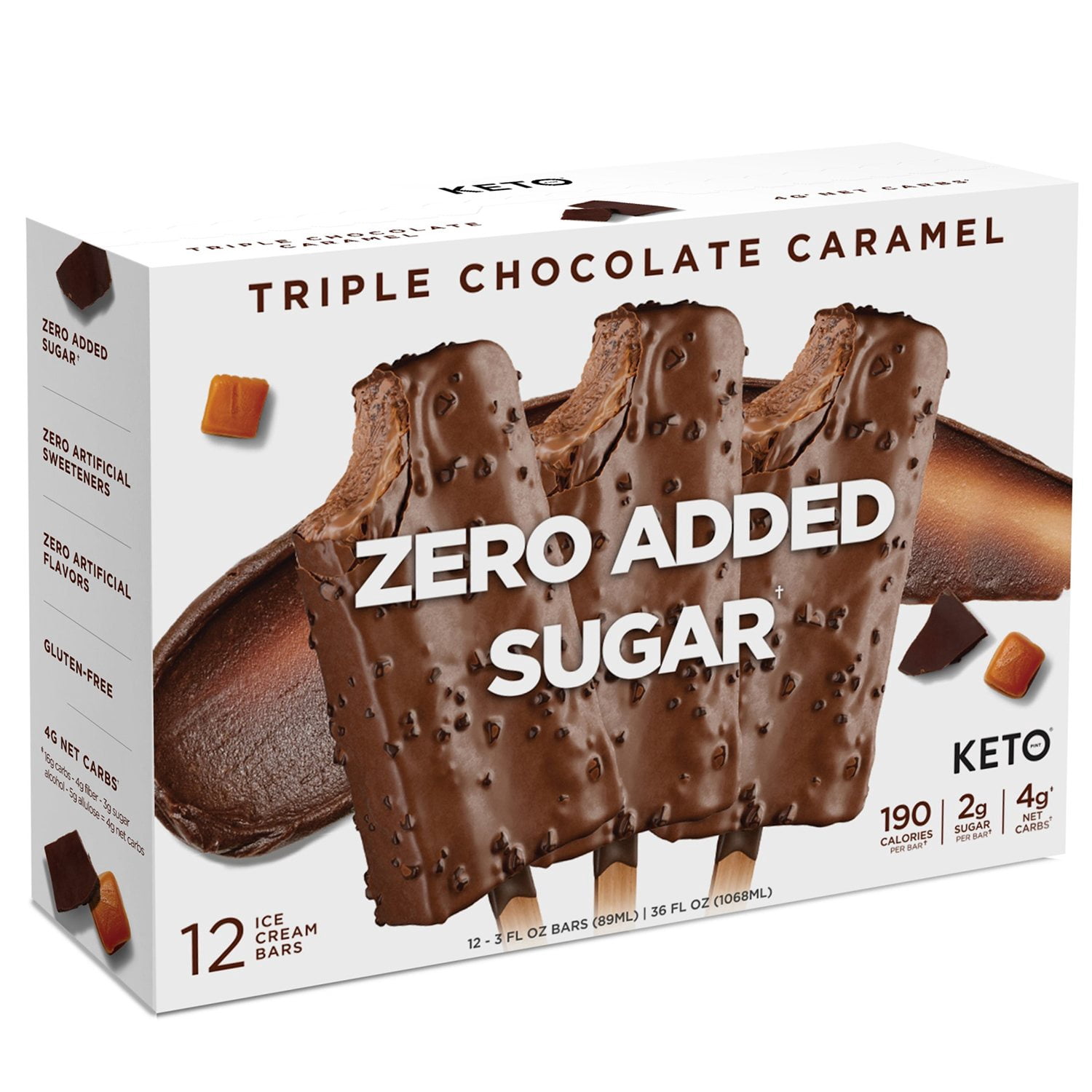 Keto Pint Triple Chocolate Caramel Ice Cream Bars, Frozen, 3 oz., 12 ct ...