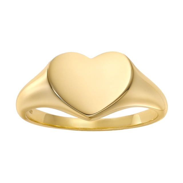 Signet Heart Shape Ring in 14K Yellow Gold