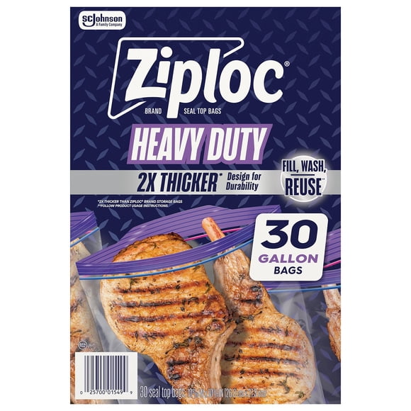 Ziploc Brand Heavy Duty Gallon Storage Bags, Seal Top Closure, 30 ct.