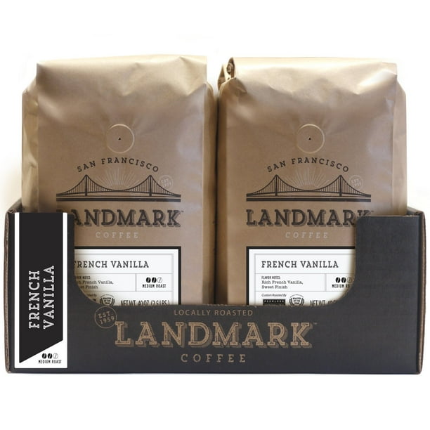 Landmark Medium Roast Whole Bean Coffee, French Vanilla, 40 oz