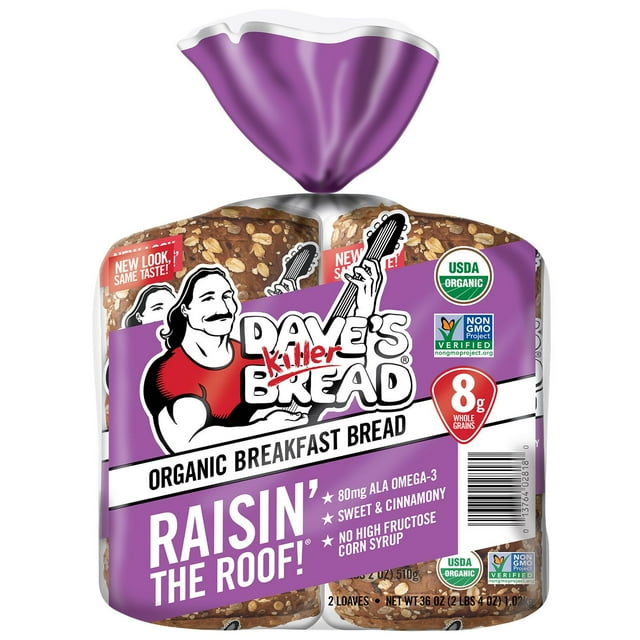 Dave's Killer Bread Raisin' the Roof!, Cinnamon Raisin Organic Breakfast Bread 18 oz., 2 pk.
