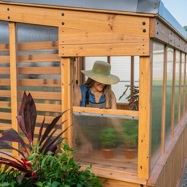 Backyard Discovery 12' x 7' Slant Roof Cedar Greenhouse - DIY