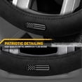 thumbnail image 4 of CAT® US Flag Leather Steering Wheel Cover with Metal Flag Emblem - Black, 14.5" - 15.5", 4 of 6