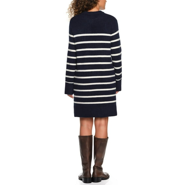 How To Wear A Sweater Dress With Ankle Boots Lands' End Crewneck Sweater  Dress