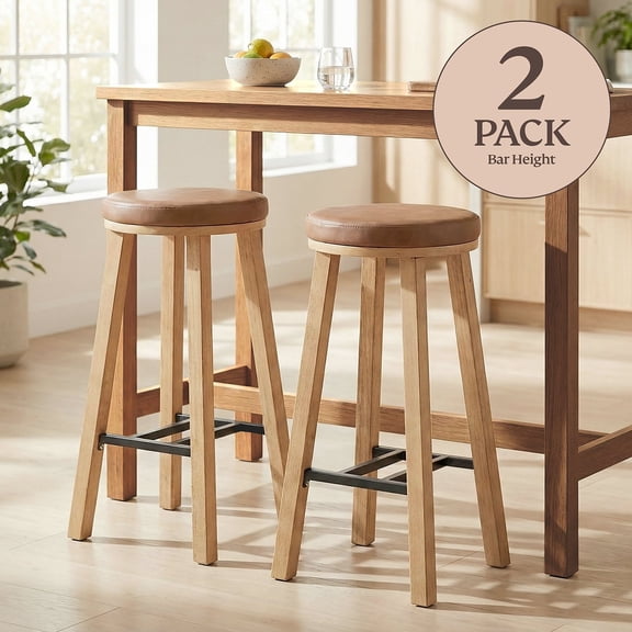 Bower Home Upholstered Counter or Bar Stool, 2-Pack