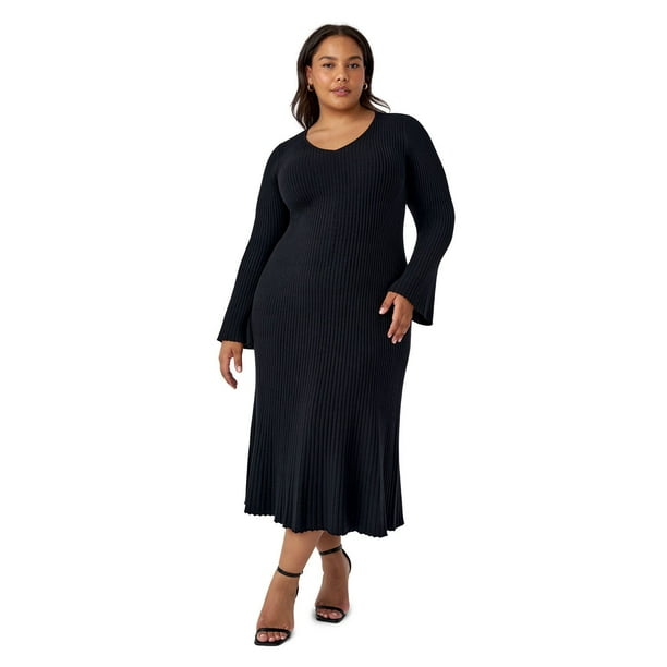 Edited by Hunter McGrady Women's Flare Midi Sweater Dress
